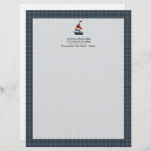 Nautisch blauw, rood, crèmezeilboot, aangepast custom briefhoofd (Voorkant / Achterkant)