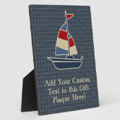 Nautisch blauw, rood, crèmezeilboot, aangepast fotoplaat (Zijkant)
