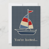 Nautisch blauw, rood, crèmezeilboot, aangepast kaart (Voorkant)