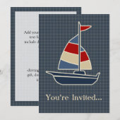 Nautisch blauw, rood, crèmezeilboot, aangepast kaart (Voorkant / Achterkant)