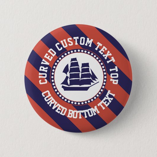 Nautisch blauw schip ronde button 5,7 cm (Voorkant)