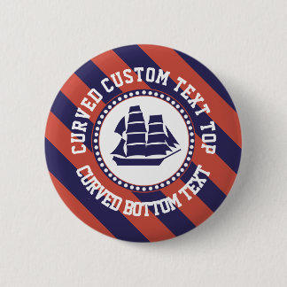 Nautisch blauw schip ronde button 5,7 cm