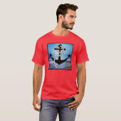 Nautisch Blauw Seashore Mannen T-shirt (Voorkant volledig)