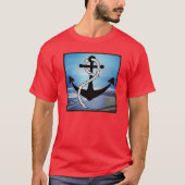 Nautisch Blauw Seashore Mannen T-shirt (Voorkant)