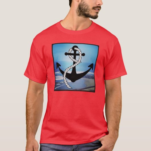 Nautisch Blauw Seashore Mannen T-shirt (Voorkant)