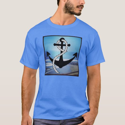 Nautisch Blauw Seashore Mannen T-shirt (Voorkant)