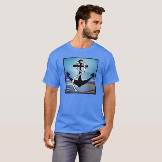 Nautisch Blauw Seashore Mannen T-shirt (Voorkant volledig)