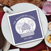 Nautisch Blauw Strand Huis Witte Familienaam Anker Servet