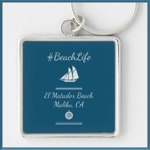 Nautisch blauw strandleven sleutelhanger