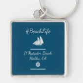 Nautisch blauw strandleven sleutelhanger (Voorkant)
