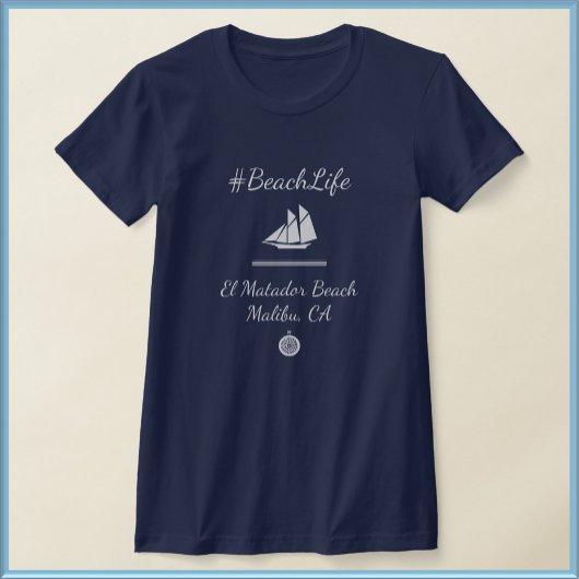Nautisch blauw strandleven t-shirt