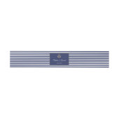 Nautisch Blauw Stripes Goud Anker Wedding Uitnodigingen Wikkel (Vlak)