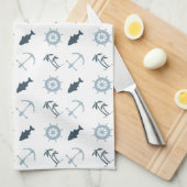 Nautisch blauw theedoek (Quarter Fold)