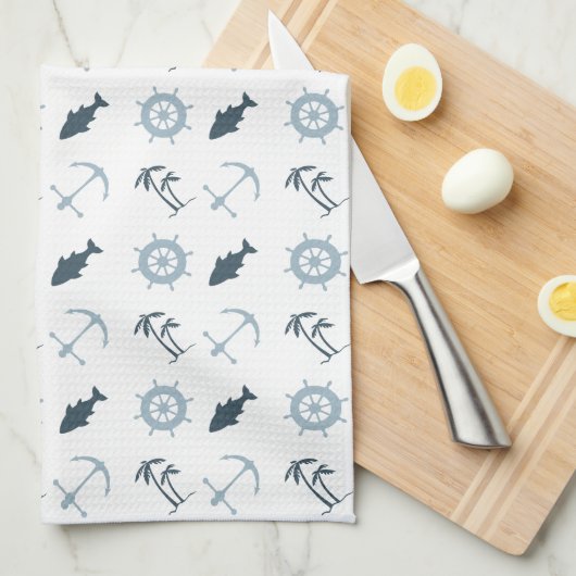 Nautisch blauw theedoek (Quarter Fold)