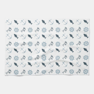 Nautisch blauw theedoek