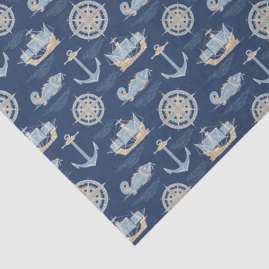 Nautisch blauw tissuepapier (Detail)