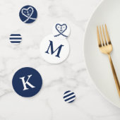 Nautisch Blauw Touw Hart Anker Monogram Bruiloft Confetti (Groep)