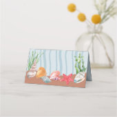 Nautisch Blauw Tropische Zeeschelp Strandbruiloft Plaatskaartje (Achterkant)