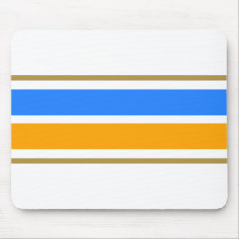 Nautisch Blauw Vet Geel Racing Stripes op Wit Muismat