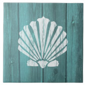 Nautisch Blauw Weatherboard Clam Shell Design Tegeltje (Voorkant)