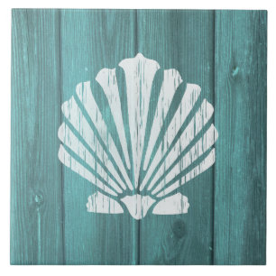 Nautisch Blauw Weatherboard Clam Shell Design Tegeltje
