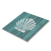 Nautisch Blauw Weatherboard Clam Shell Design Tegeltje (Zijkant)