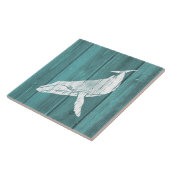 Nautisch blauw weerbord bultrug walvis ontwerp tegeltje (Zijkant)