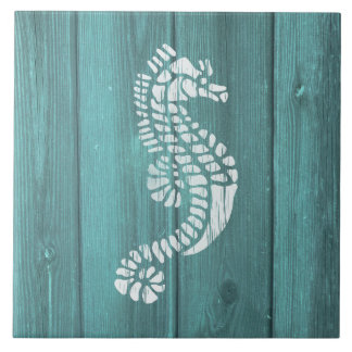 Nautisch Blauw Weerbord Seahorse Design Tegeltje