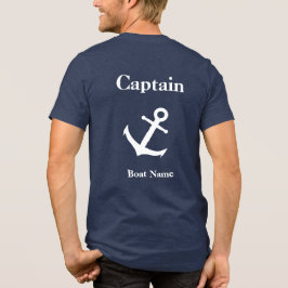 Nautisch Blauw & Wit Anker Kapitein & Boot Naam Tri-Blend Shirt