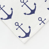 Nautisch blauw wit anker patroon modern fleece deken (Hoek)