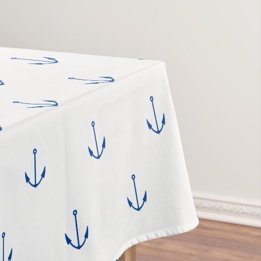 Nautisch blauw wit anker patroon moderne zomer tafelkleed (Voorbeeld)