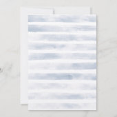 Nautisch Blauw Wit Stripe Waterverf bruiloft Kaart (Achterkant)