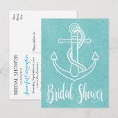 Nautisch Blauw Wit Vrijgezellenfeest Scheepsanker Uitnodiging Briefkaart (Voorkant / Achterkant)