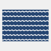 Nautisch blauw wit zee golft modern inpakpapier vel (Voorkant 3)