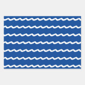 Nautisch blauw wit zee golft modern inpakpapier vel (Voorkant 2)