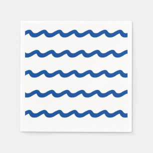 Nautisch blauw wit zee golft patroon partijpapier servet