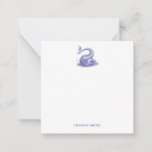 Nautisch Blauw Wit  Zee Monster Vis Notitiekaartje (Voorkant)