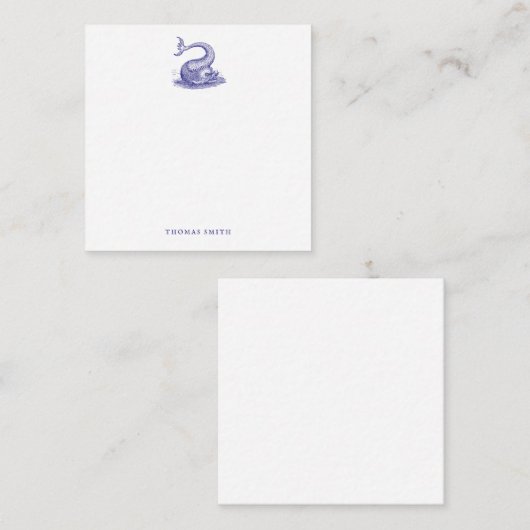 Nautisch Blauw Wit Zee Monster Vis Notitiekaartje (Voorkant / Achterkant)