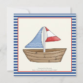 Nautisch blauw, wit zeilboot 2e verjaardagsfeestje kaart (Achterkant)