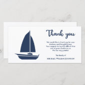 Nautisch Blauw Wit Zeilboot Zeilboot begrafenis Bedankkaart (Voorkant / Achterkant)