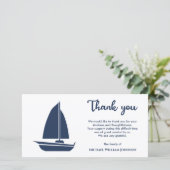Nautisch Blauw Wit Zeilboot Zeilboot begrafenis Bedankkaart (Staand voorkant)