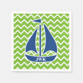 Nautisch blauw zeilschip Aangepast patroon van Che Servetten (Voorkant)