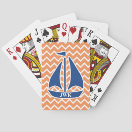 Nautisch blauw zeilschip Aangepast patroon van Che Speelkaarten