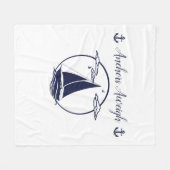 Nautisch blauw zeilvaartuig, silhouet/ankers, gewi fleece deken (Voorkant (Horizontaal))