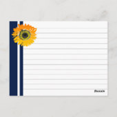 Nautisch Blauw Zonnebloem Gepersonaliseerde Recept Briefkaart (Achterkant)