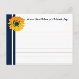 Nautisch Blauw Zonnebloem Gepersonaliseerde Recept Briefkaart