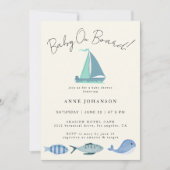 Nautisch Blauwe Baby aan boord Eenvoudige Jongensd Kaart (Voorkant)