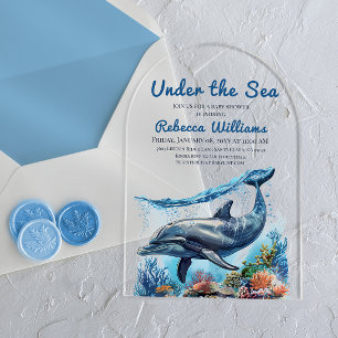 Nautisch blauwe jongen onder de zee baby shower acryl uitnodigingen