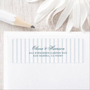 Nautisch blauwe streep elegante retouradreslabels etiket