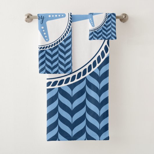 Nautisch blauwe zeester kust bad handdoek (Insitu)
